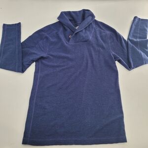 Ibex wool blend blue long sleeve sweater calor with buttons size small